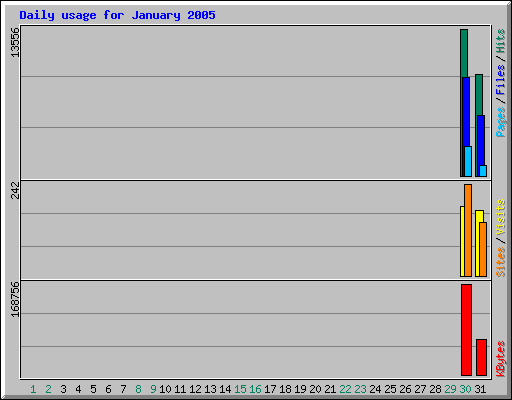 Daily usage for January 2005